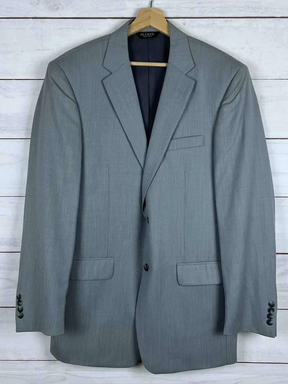 Jos A Bank Blazer Traveler Collection Men’s 41L Grey 100% Wool Tailored Fit